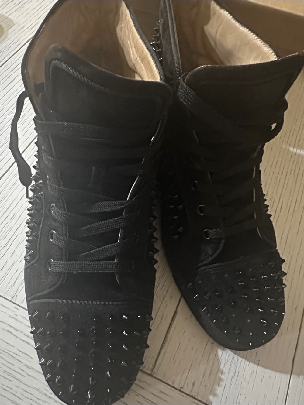 Christian Louboutin Black Studded High-Top Sneakers